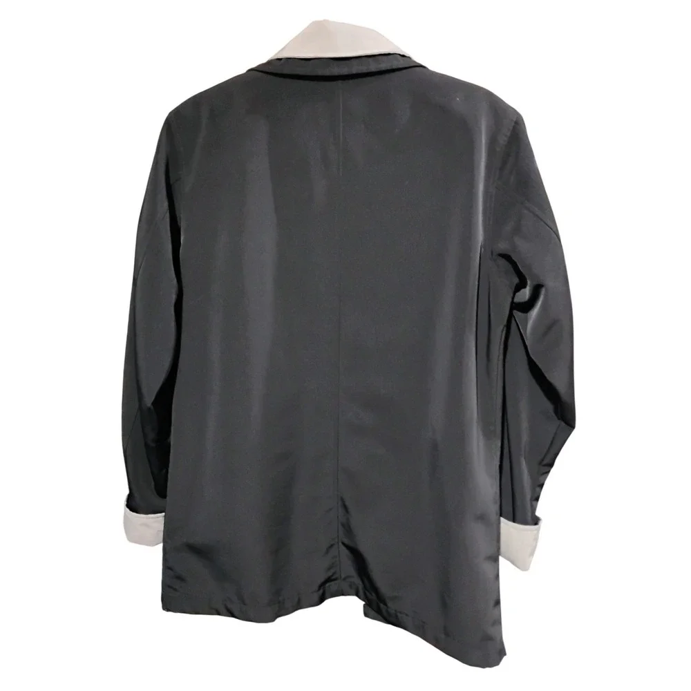 Big Chill Women's Black Zip Front Jacket Lightweight‎ Contrast Collar Size Small